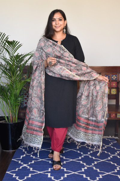 PAISLEY GREY COTTON SILK