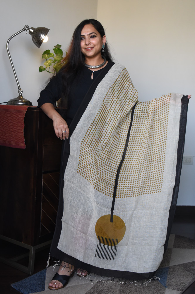 Image of BIG DOT LINEN DUPATTA