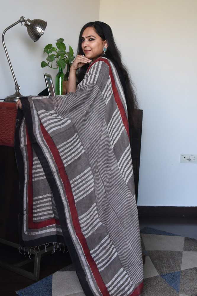 Image of HALF LINE LINEN DUPATTA