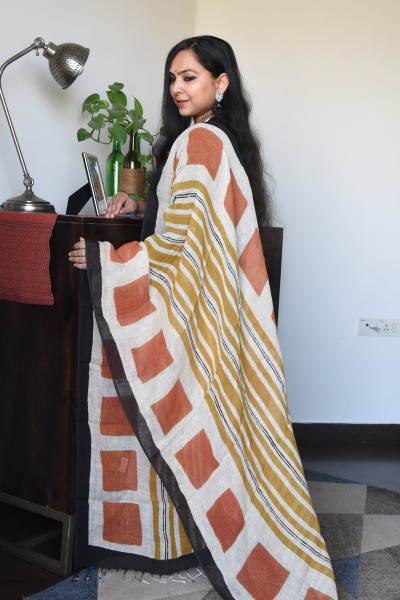 RUST SQUARE LINEN DUPATTA