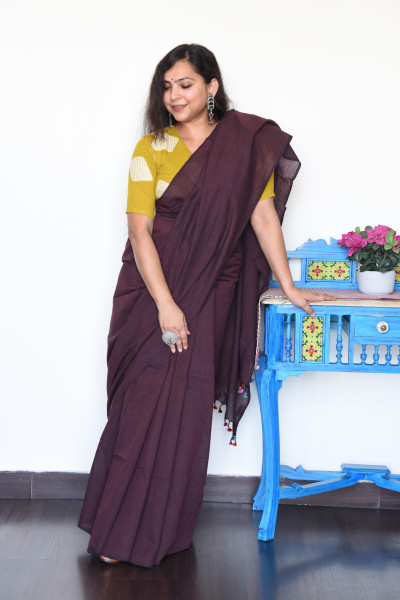 PLUMJAM COTTON SAREE
