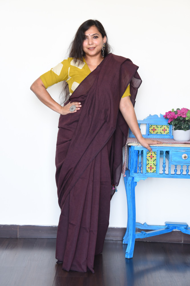 Image of PLUMJAM COTTON SAREE