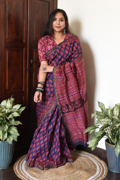 PURPLE PINK COTTON SILK SAREE