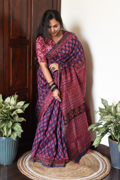 PURPLE PINK COTTON SILK SAREE