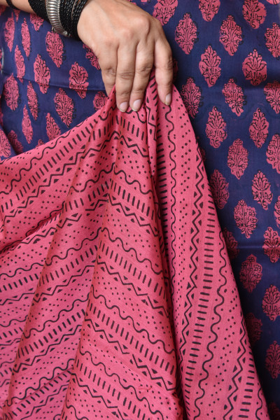 PURPLE PINK COTTON SILK SAREE
