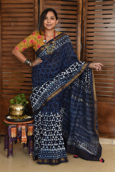 SMALL TRIANGLES COTTON SILK SAREE