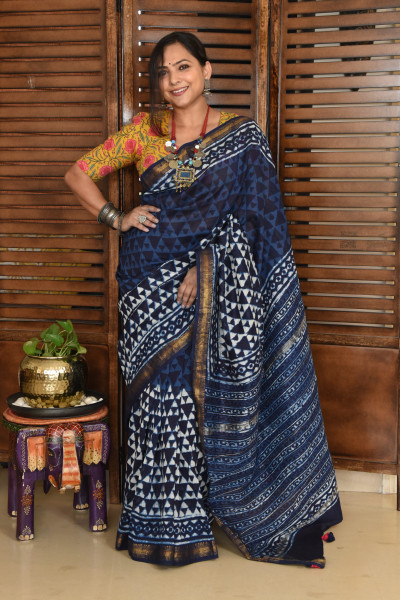 SMALL TRIANGLES COTTON SILK SAREE