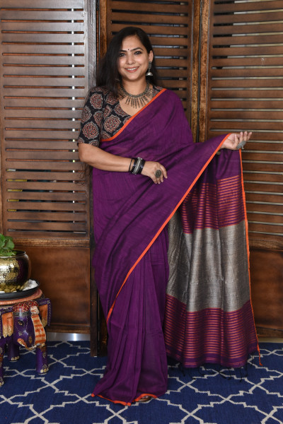 JAMUNI BENGAL COTTON SAREEE WITH GHICHA PALLA