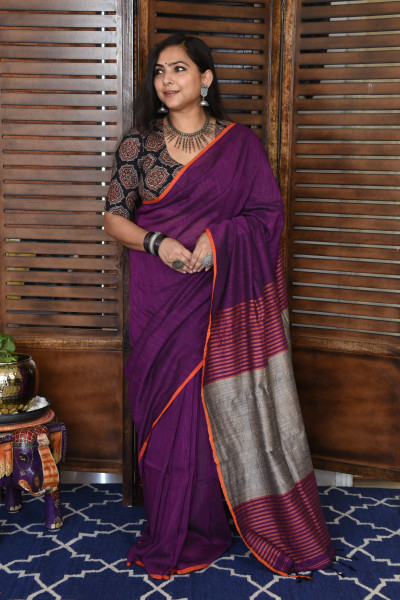 JAMUNI BENGAL COTTON SAREEE WITH GHICHA PALLA