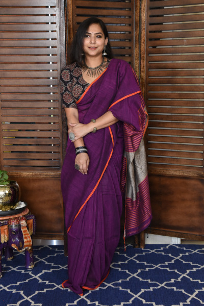 JAMUNI BENGAL COTTON SAREEE WITH GHICHA PALLA