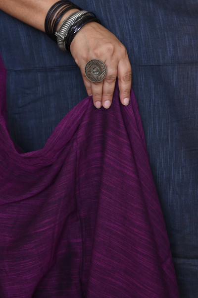 NAVAL GREY BENGAL COTTON SAREEE WITH GHICHA PALLA