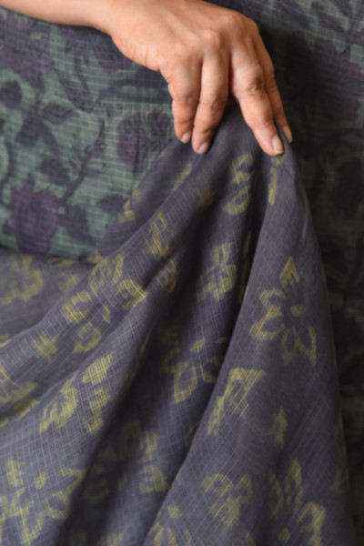 GREY GREEN FLORAL VANASPATI KOTA SAREE