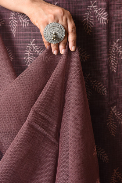 BROWN HANDBLOCK KOTA SAREE