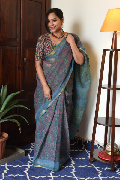 BLUE FALSAA VANASPATI KOTA SAREE