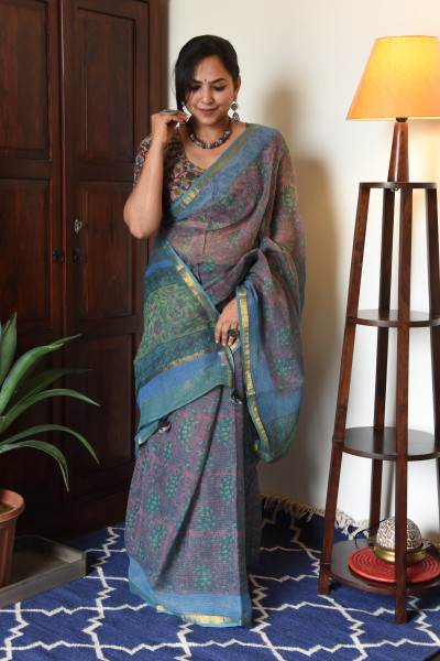BLUE FALSAA VANASPATI KOTA SAREE