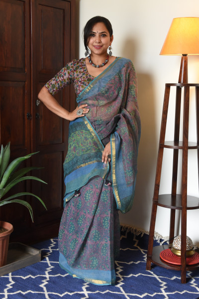 BLUE FALSAA VANASPATI KOTA SAREE