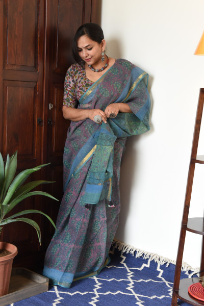BLUE FALSAA VANASPATI KOTA SAREE