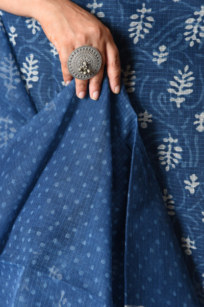 INDIGO HANDBLOCK KOTA SAREE