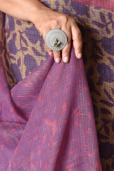 PINK  PURPLE FLORAL VANASPATI KOTA SAREE