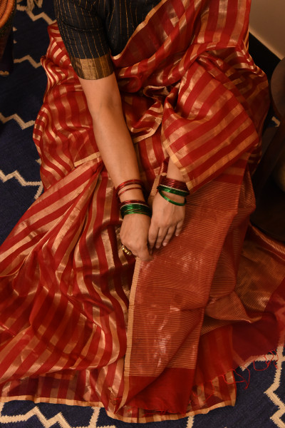 MAROON CHANDERI SILK SAREE WTIH GOLDEN ZARI
