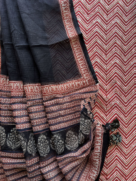 2 PIECE CHEVRON RED - BLACK DUPATTA SET