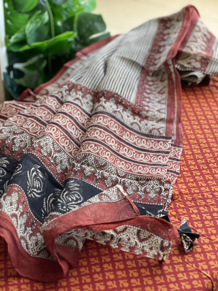 2 PIECE ORANGE - MAROON DUPATTA SET