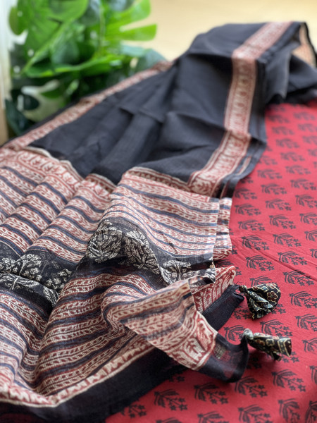 2 PIECE RED - BLACK DUPATTA SET