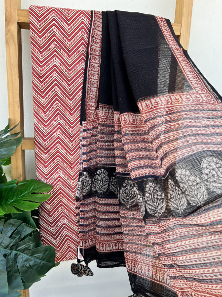 2 PIECE CHEVRON RED - BLACK DUPATTA SET