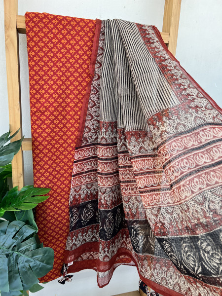 2 PIECE ORANGE - MAROON DUPATTA SET