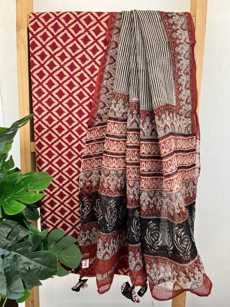 2 PIECE RED - MAROON DUPATTA SET