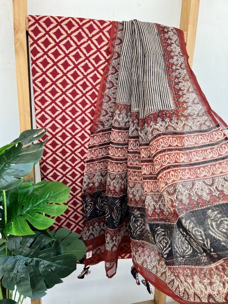 2 PIECE RED - MAROON DUPATTA SET