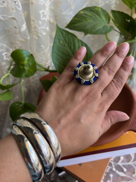 TRIBAL BLUE STATEMENT RING