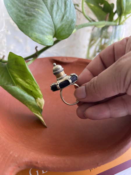 TRIBAL BLACK STATEMENT RING