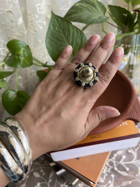 TRIBAL BLACK STATEMENT RING