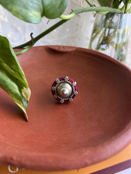 TRIBAL MAROON STATEMENT RING