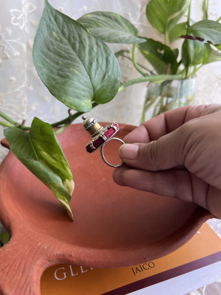 TRIBAL MAROON STATEMENT RING