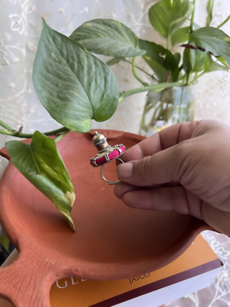 TRIBAL RANI PINK STATEMENT RING