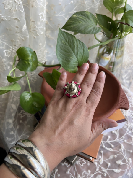 TRIBAL RANI PINK STATEMENT RING
