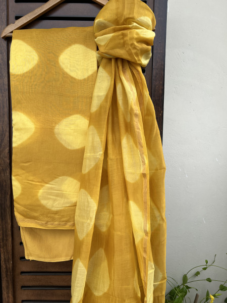 YELLOW COTTON SILK SUIT SET