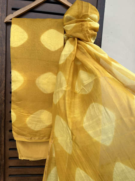 YELLOW COTTON SILK SUIT SET