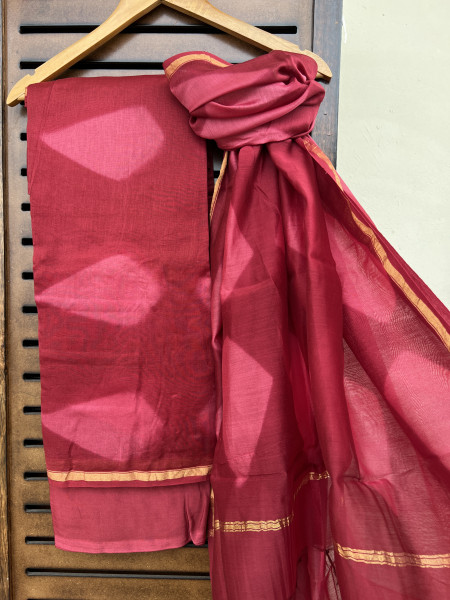 CLAMPDYED PINK COTTON SILK SUIT SET