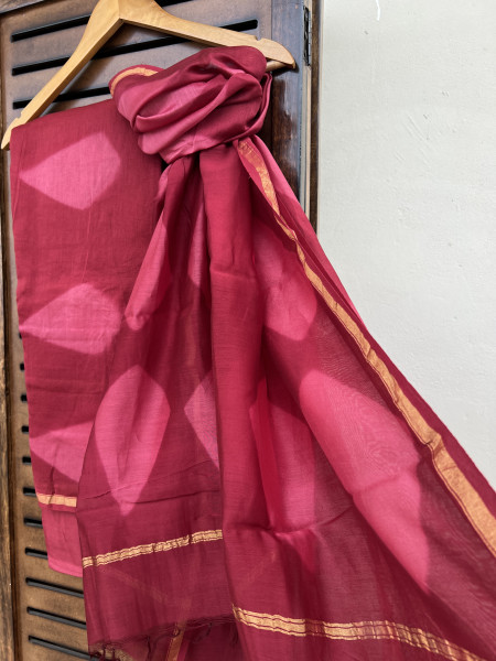 CLAMPDYED PINK COTTON SILK SUIT SET