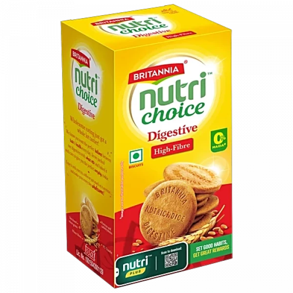 Image of Britannia NutriChoice Digestive High Fibre Biscuits | 0% Maida | 200GM