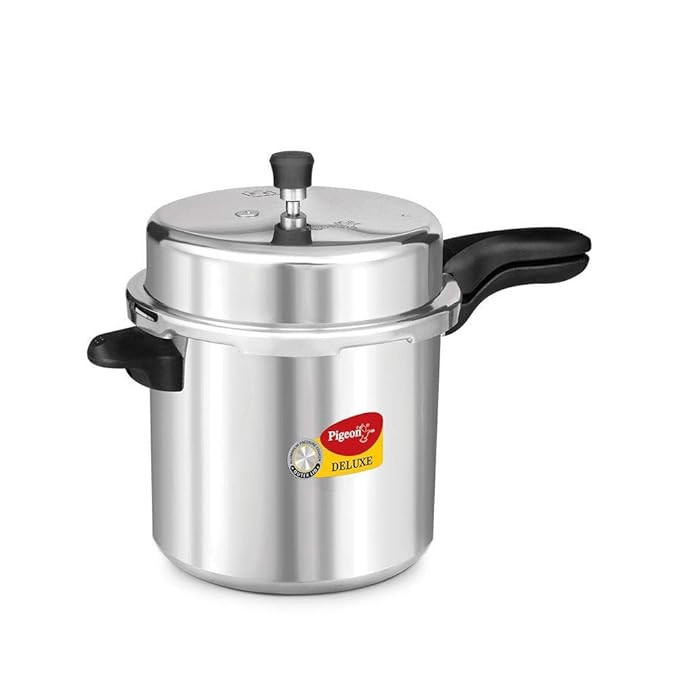 Pigeon by Stovekraft Deluxe Aluminium Outer Lid Pressure Cooker, 10 Litres, Silver