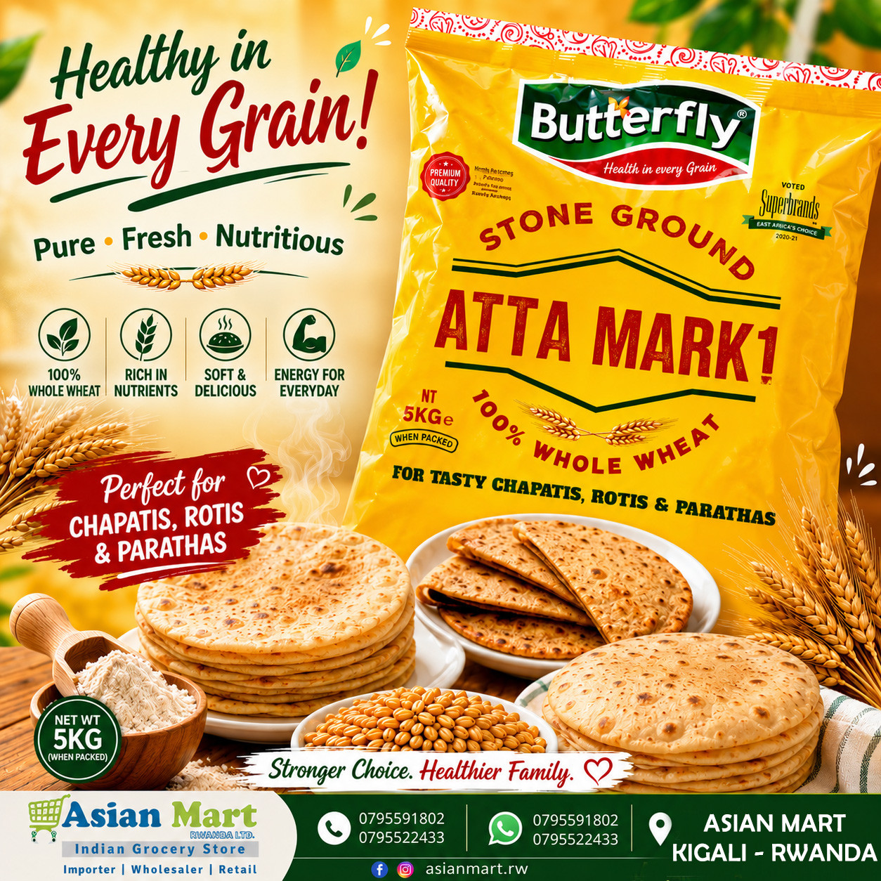 BUTTERFLY WHOLE WHEAT FLOUR 5KG