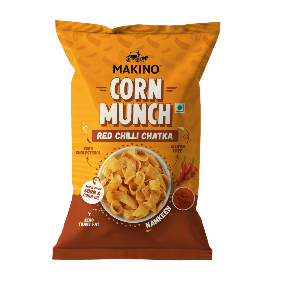 MAKINO CORN MUNCH RED CHILLI CHATKA 150 GM