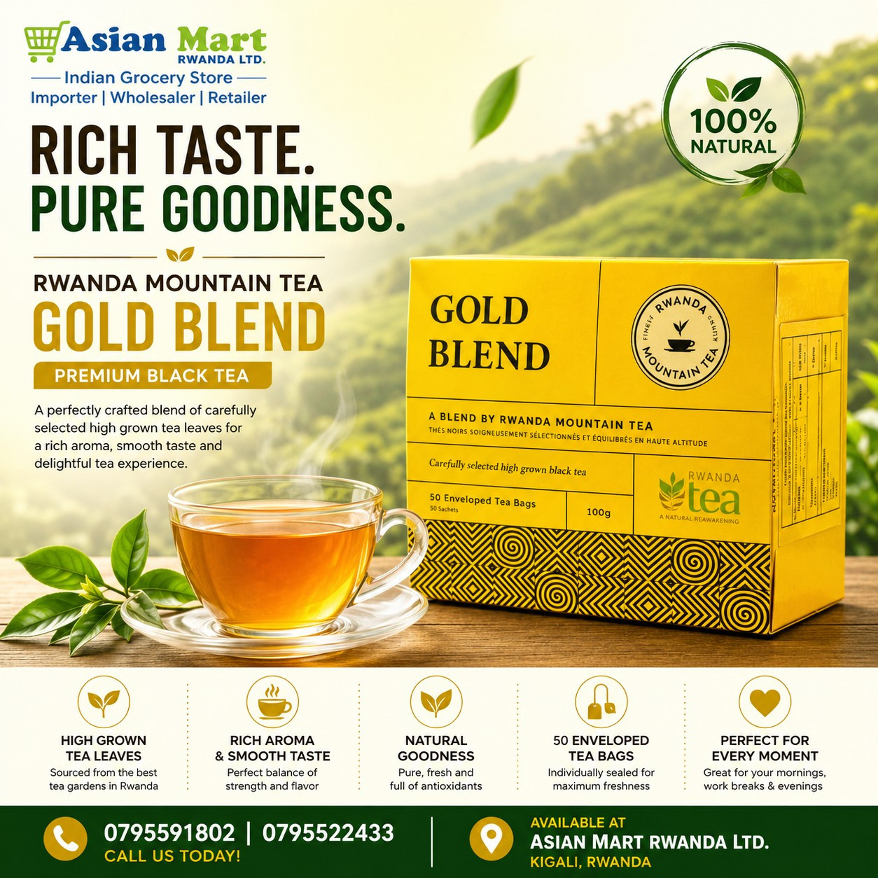 RWANDA MOUNTAIN TEA (GOLD BLENDED) 100GM 50BAG