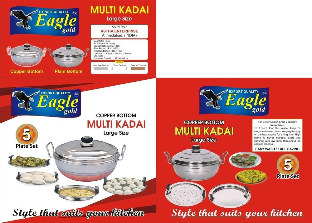 Eagle Kitchen Essentials Induction Bottom Mini Multi Kadai with 5 Plates