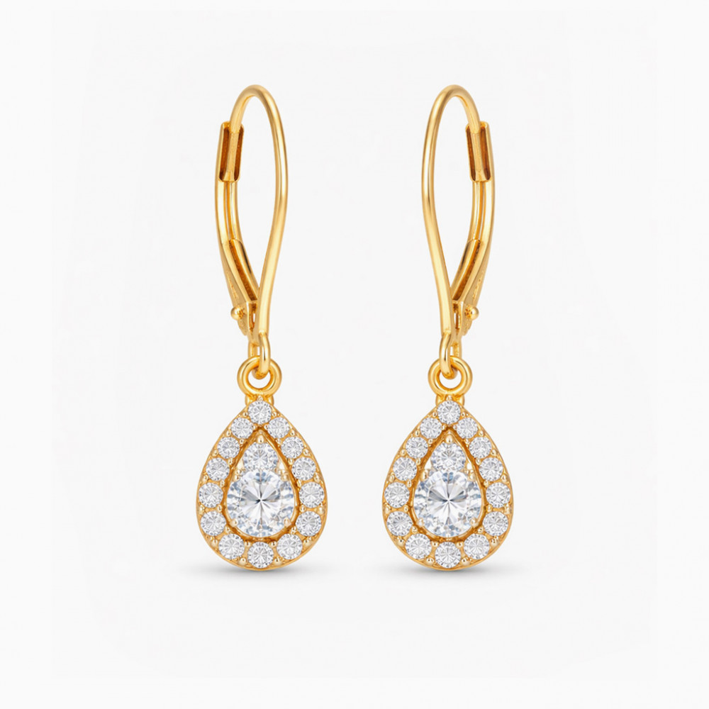 Image of Classic Teardrop Diamond Dangle Earrings in Polished Yellow Gold