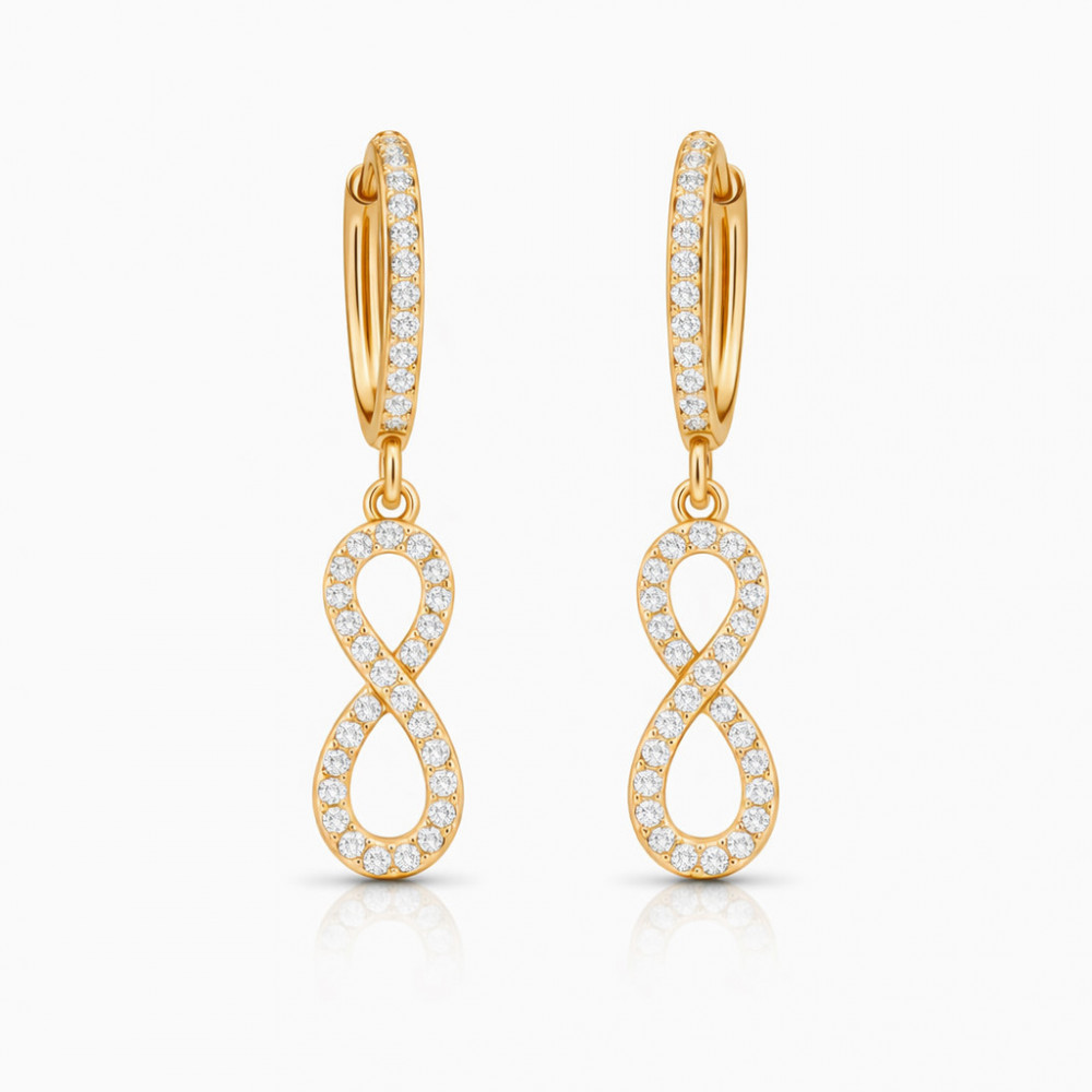 Image of Infinity Spark Diamond Drop Earrings in Yellow Gold